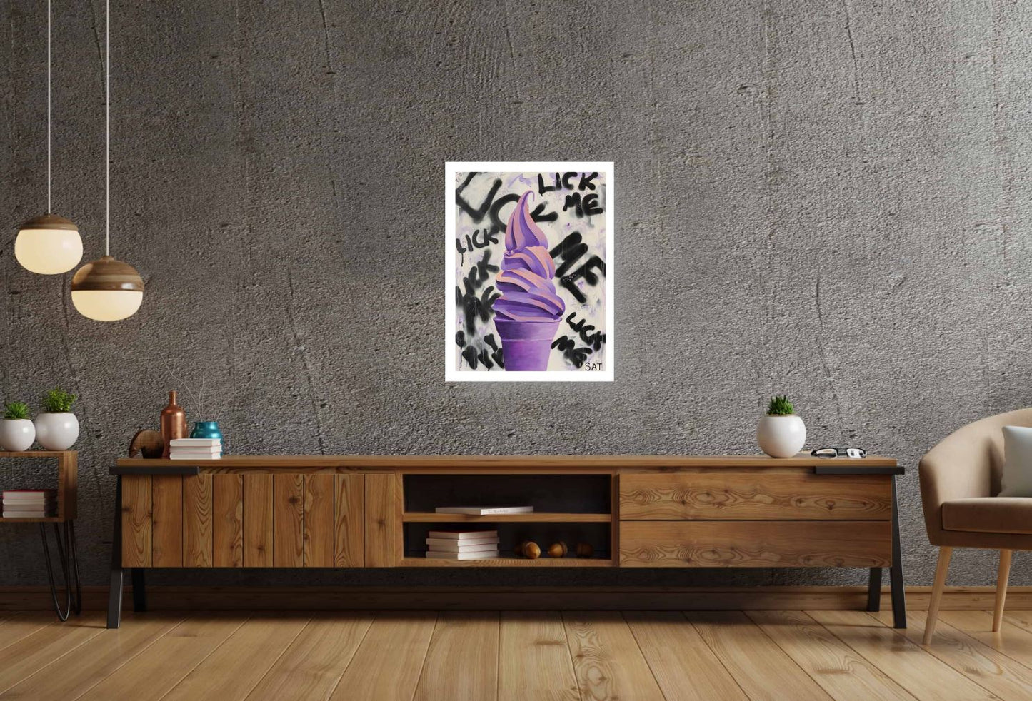 Limited Edition 35x45cm print of a contemporary ice cream in a living room