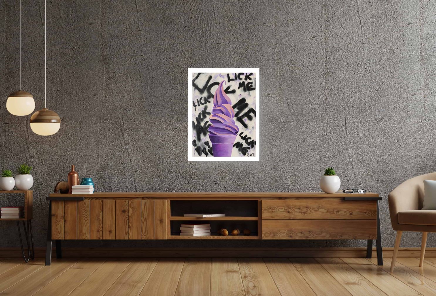 Limited Edition 35x45cm print of a contemporary ice cream in a living room