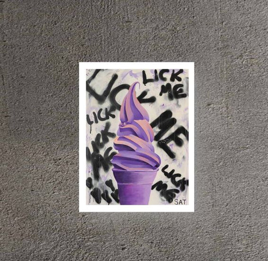 Limited Edition 35x45cm print of a contemporary ice cream zoomed in